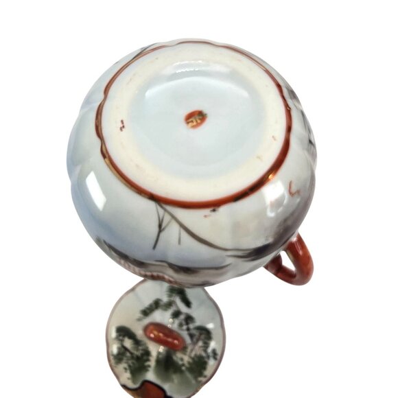 Vintage Japanese Sugar Bowl Hand-Painted Porcelain Lidded With Handles JE322 - Picture 7 of 8